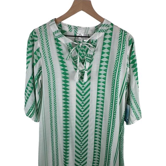 Goa Beachwear by Japna Womens Green Tribal Print Tassel‎ Tie Dress Size Small - Picture 2 of 9